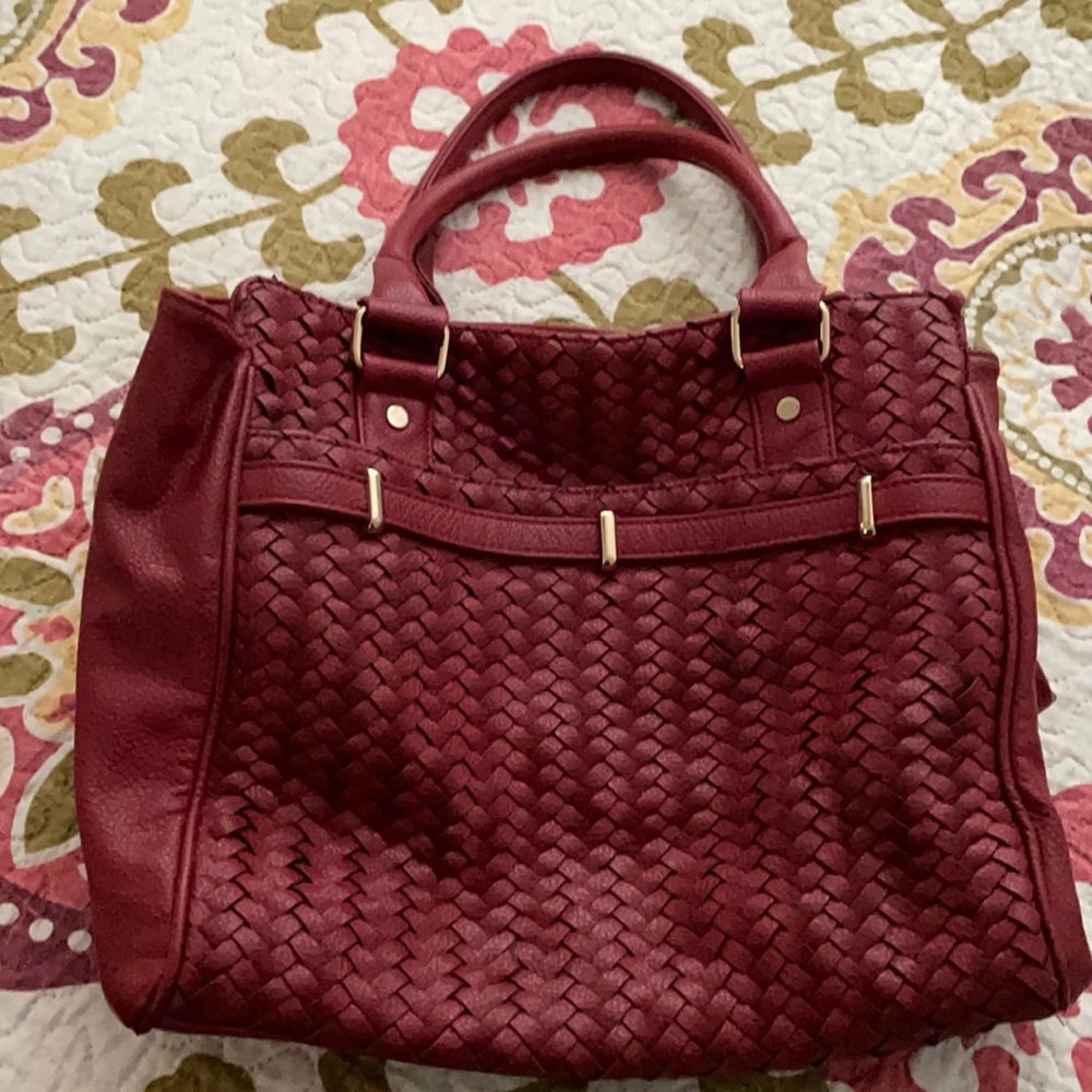 Red Vegan Leather look purse.  Big!